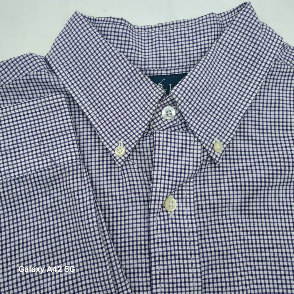 Ralph Lauren Classic Fit Purple‎ Gingham Check Button Down Shirt Men  16 32/33